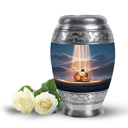 Blue Serene Drums Memorial Urn for Ashes - 10-inch, 200 cu in - Yatskia