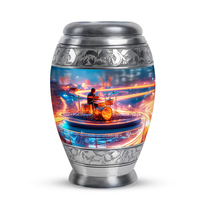 Personalized Blue Steadfast Drums Cremation Urns for Human Ashes - 10-inch, 200 cu in - Yatskia