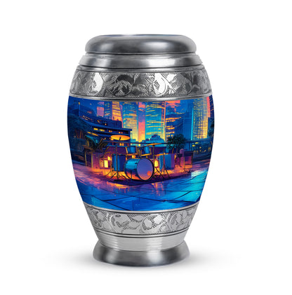 Personalized Elegant Drums Cremation Urns - Blue 10-inch, 200 cu in - Yatskia