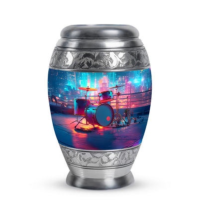 Timeless Blue Drums Cremation Urn for Ashes - 10-inch, 200 cu in - Yatskia