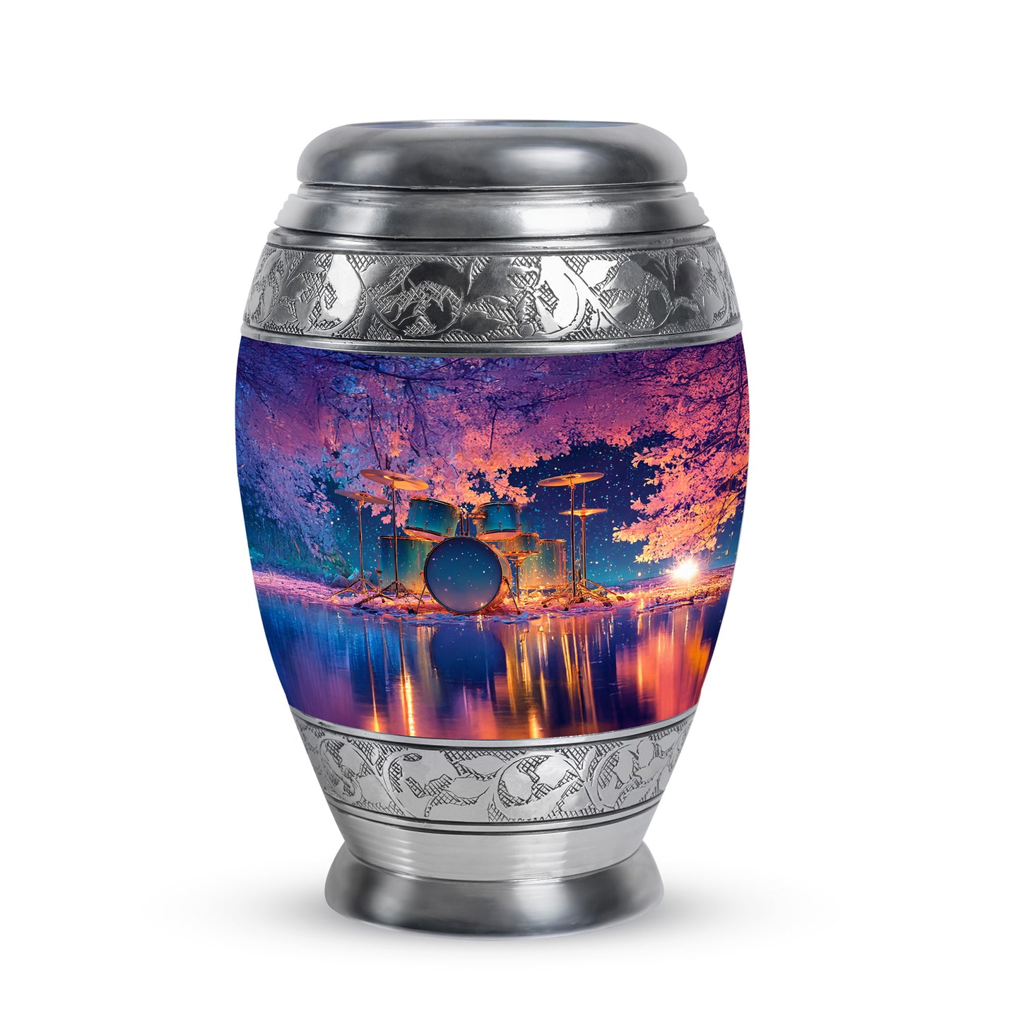 Blue Exquisite Drums Memorial Urn for Ashes - 10-inch, 200 cu in - Yatskia