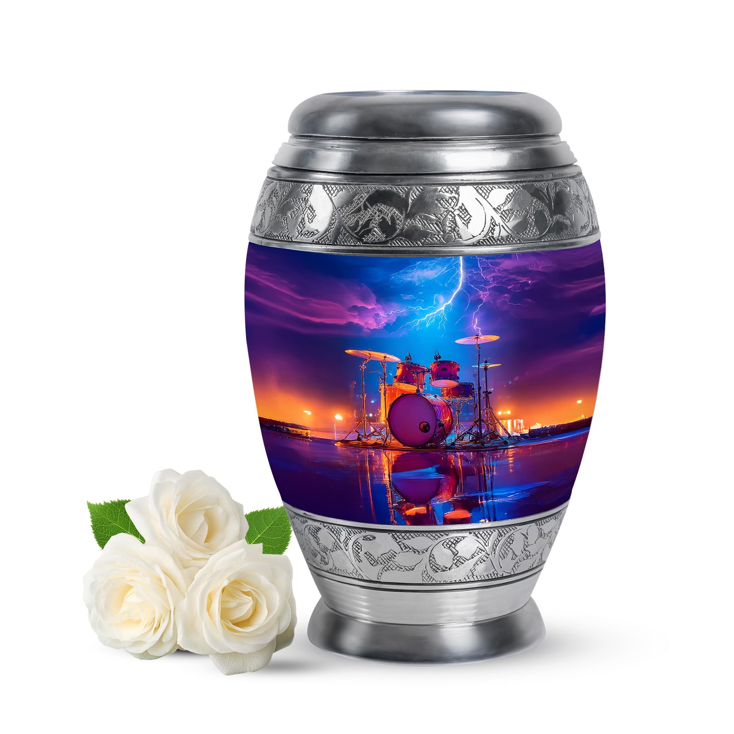 Personalized Drums Cremation Urns - Pristine Blue 10-inch, 200 cu in - Yatskia
