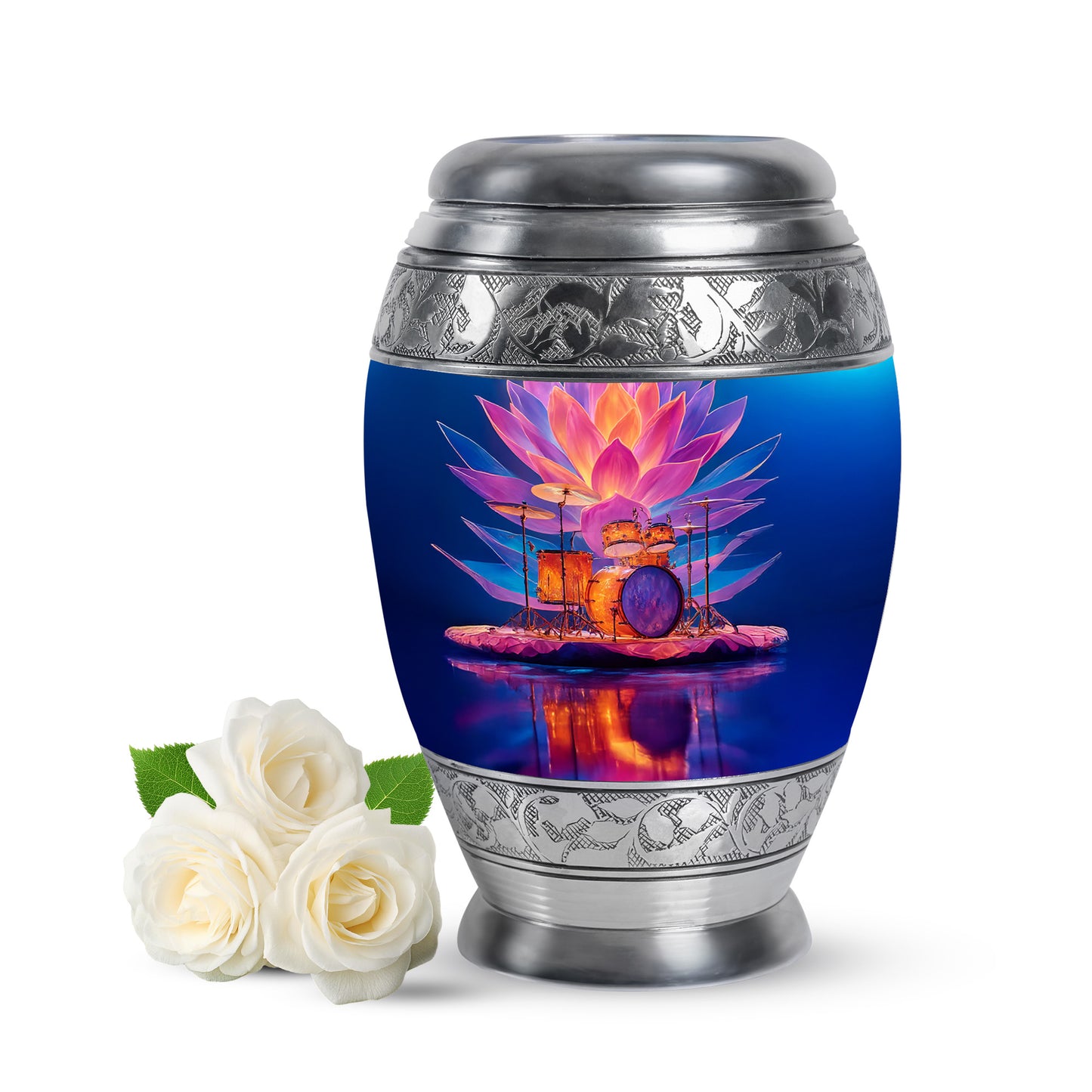 Personalized Drums Cremation Urns - Soothing Blue 10-inch, 200 cu in - Yatskia