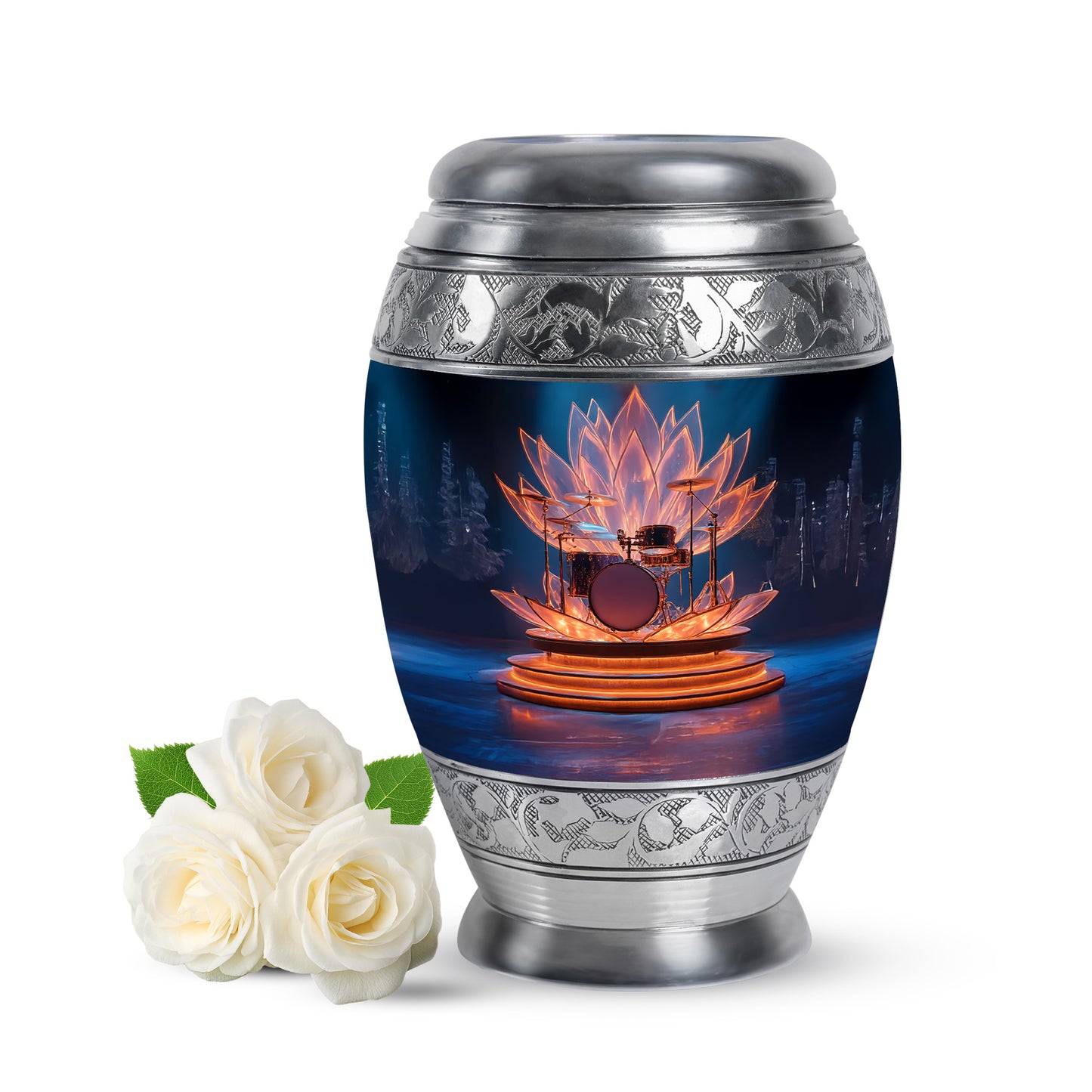 Personalized Blue Drums Cremation Urns for Ashes - Transcendent 10-inch - Yatskia