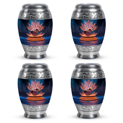 Celestial Blue Drums Cremation Urn urn with complimentary velvet bag - regal drums design with crown-inspired accents - 10 inch aluminum urn for cremated remains