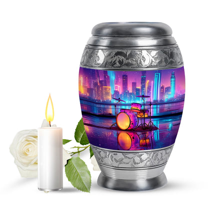 Harmonious Drums Cremation Urns for Human Ashes - Blue 10-inch - Yatskia