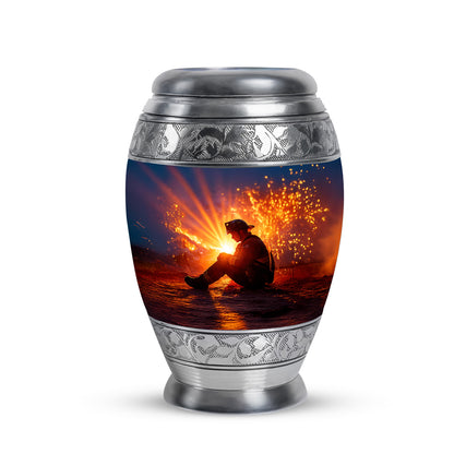 Personalized Blue Firefighter Cremation Urns for Ashes - Majestic 10-inch - Yatskia