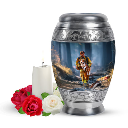 Personalized Firefighter Cremation Urns - Eminent Blue 10-inch, 200 cu in - Yatskia