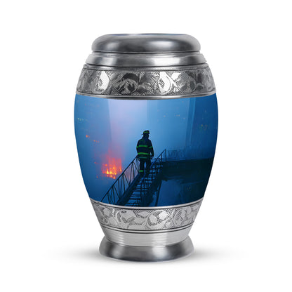 Personalized Firefighter Cremation Urns - Soothing Blue 10-inch, 200 cu in - Yatskia