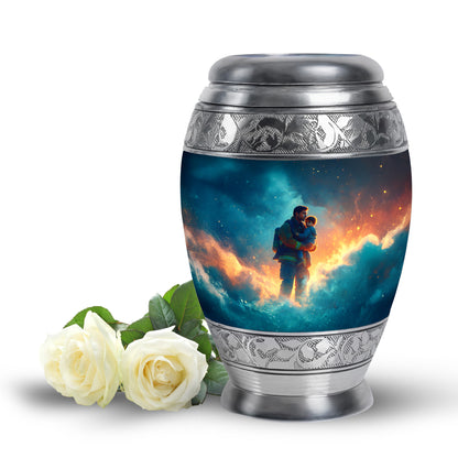 Graceful Blue Firefighter Keepsake Urn for Human Ashes - 10-inch, 200 cu in - Yatskia