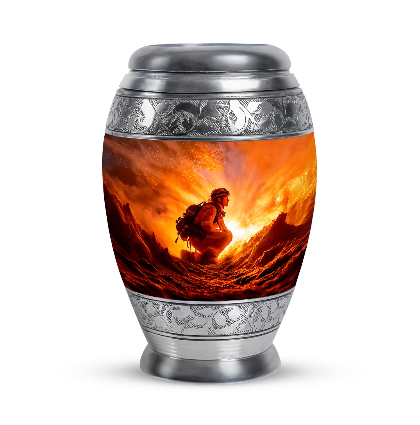 Personalized Red Firefighter Cremation Urns for Ashes - Enchanting 10-inch - Yatskia
