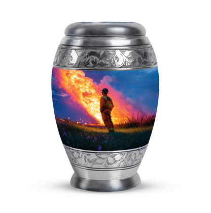 Personalized Blue Firefighter Cremation Urns for Ashes - Peaceful 10-inch - Yatskia