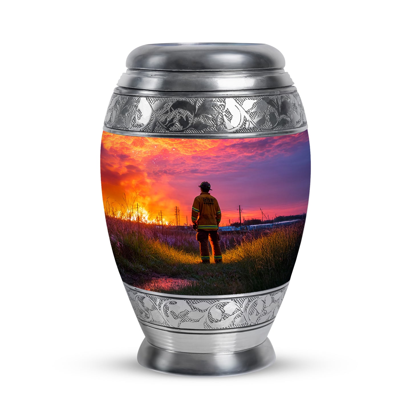 Personalized Purple Firefighter Cremation Urns for Ashes - Peaceful 10-inch - Yatskia