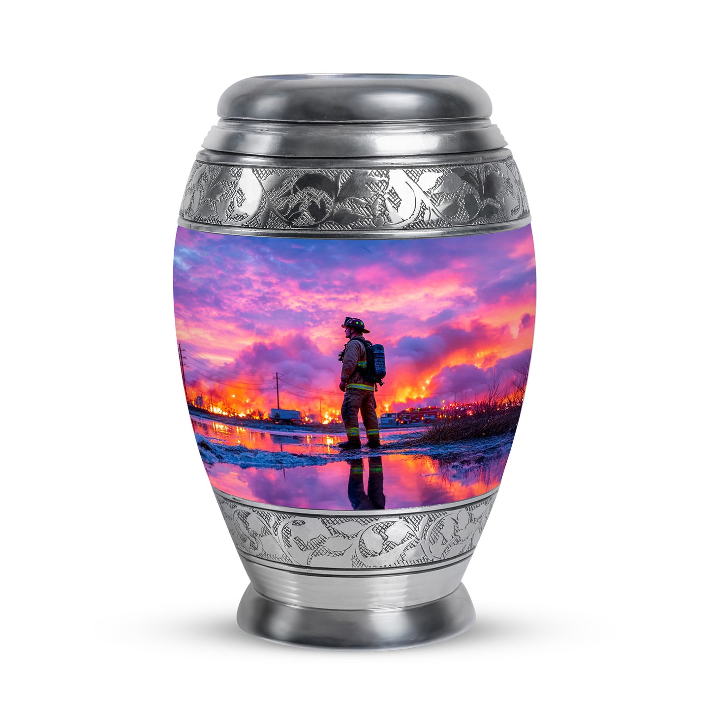 Personalized Blue Firefighter Cremation Urns for Ashes - Enchanting 10-inch - Yatskia