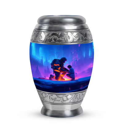 Sublime Firefighter Cremation Urns for Human Ashes - Blue 10-inch - Yatskia