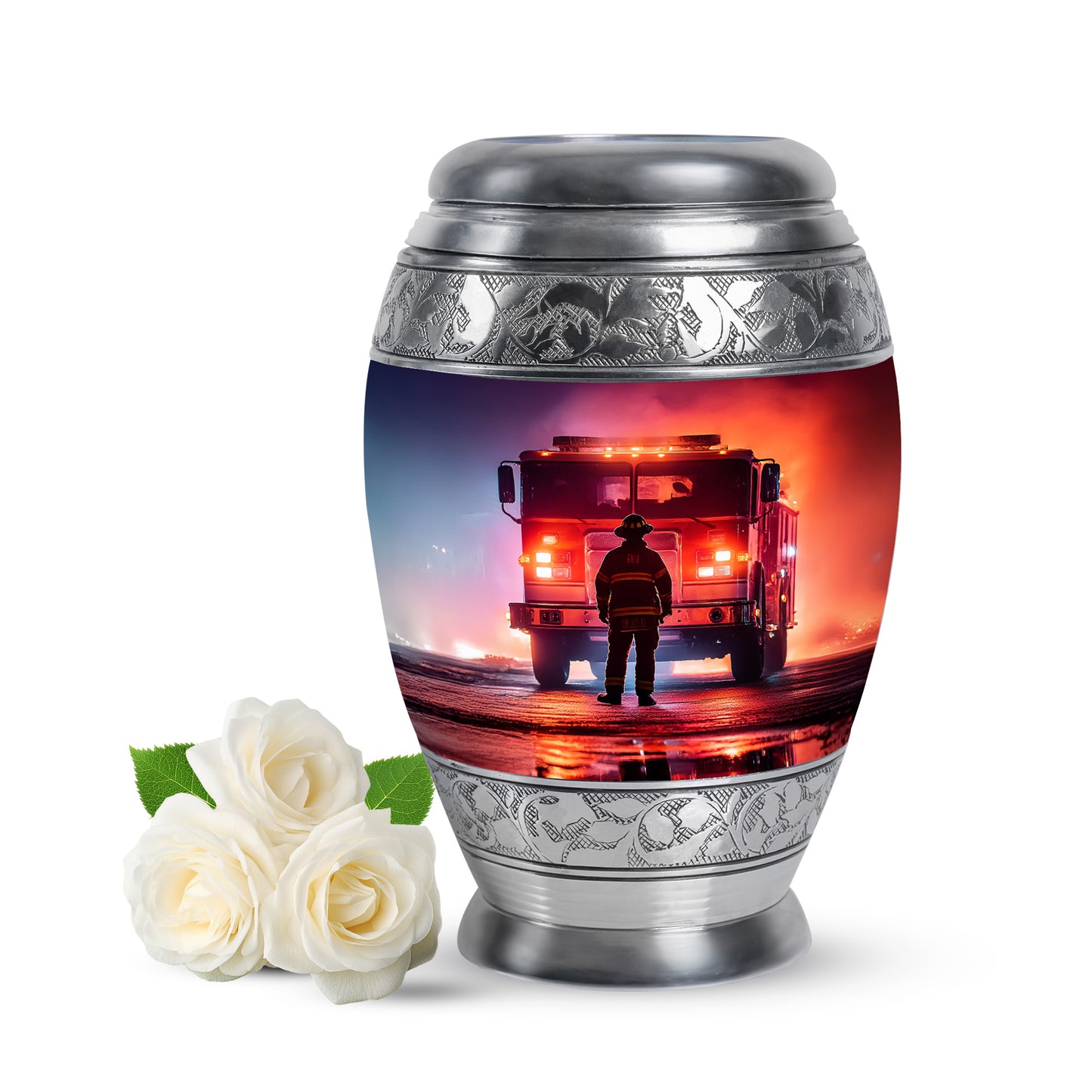 Personalized Purple Firefighter Cremation Urns for Ashes - Transcendent 10-inch - Yatskia