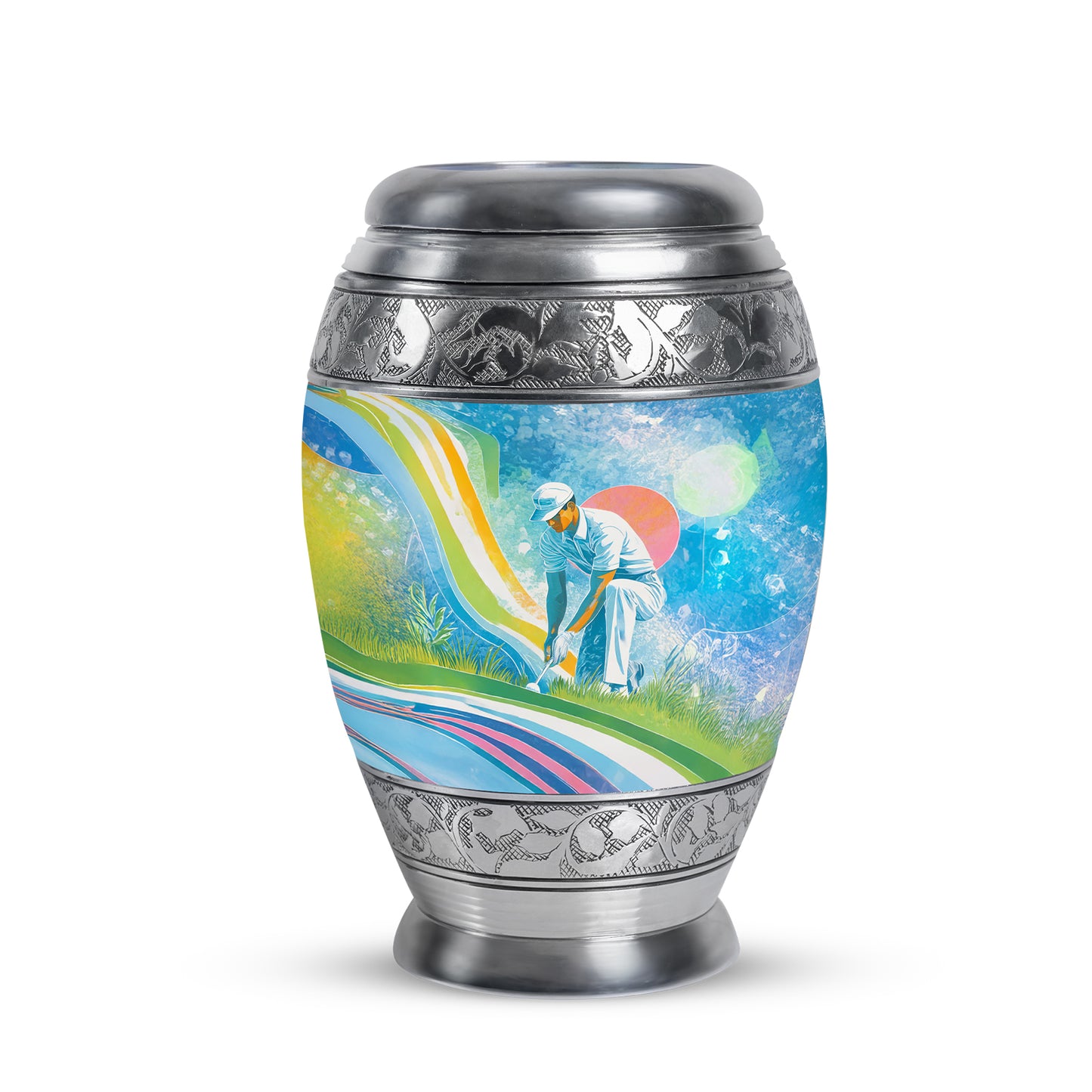 Blue Golf Testament Cremation Urns for Human Ashes - 10-inch, 200 cu in - Yatskia