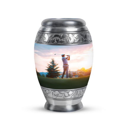 Ethereal Golf Memorial Cremation Urns - Silver 10-inch, 200 cu in - Yatskia