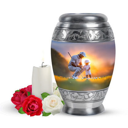 Timeless Gray Golf Cremation Urn for Ashes - 10-inch, 200 cu in - Yatskia