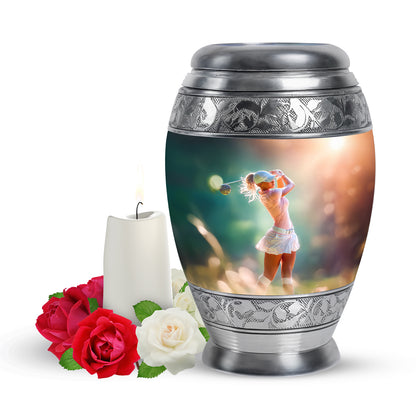 Gold Golf Cremation Urns - Opulent Tribute 10-inch, 200 cu in - Yatskia