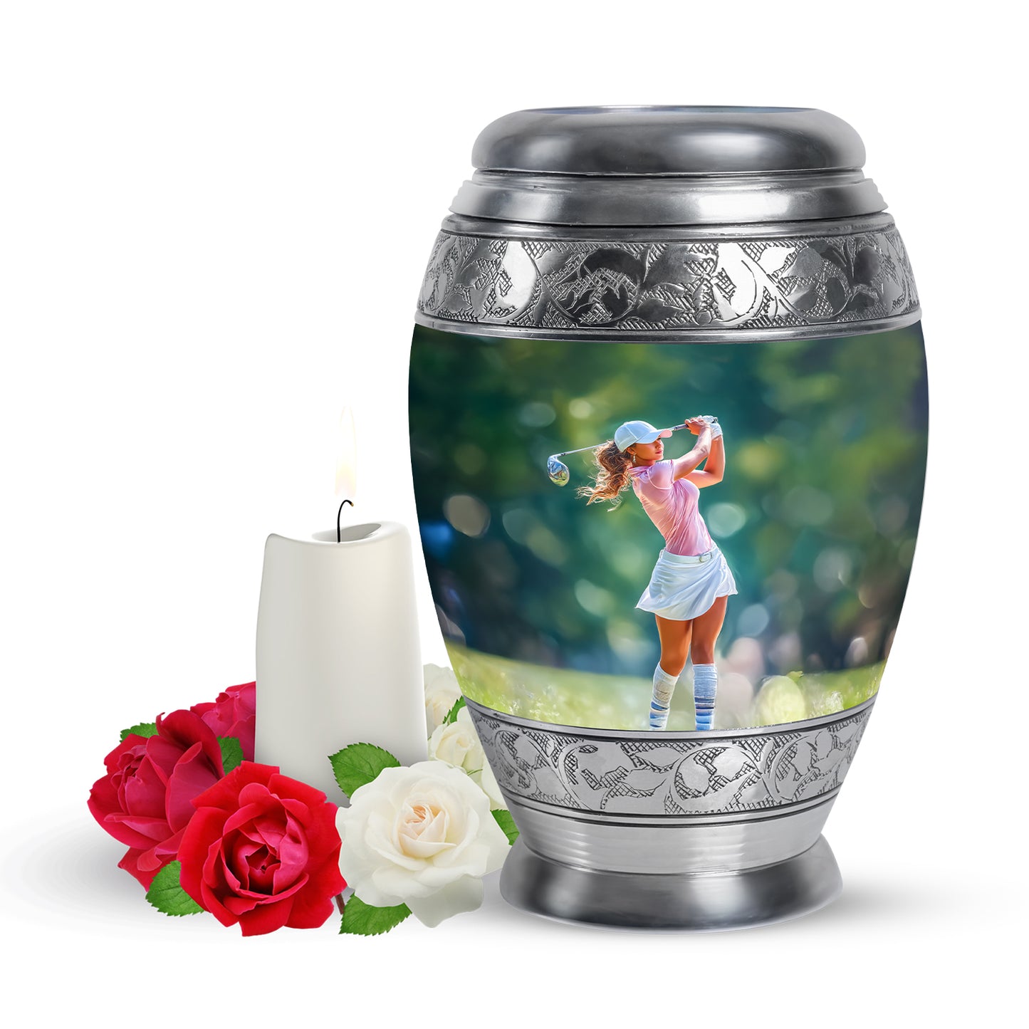Stunning Green Golf Resting Place Urn for Human Ashes - 10-inch, 200 cu in - Yatskia