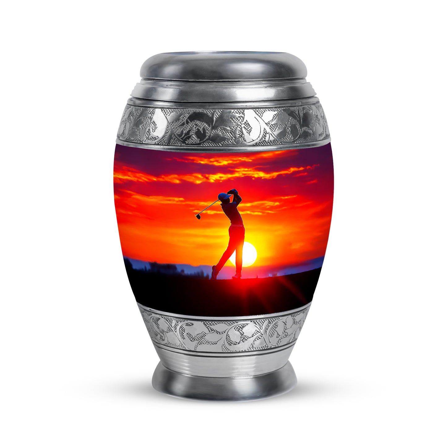 Red Golf Keepsake Cremation Urns for Human Ashes - 10-inch, 200 cu in - Yatskia