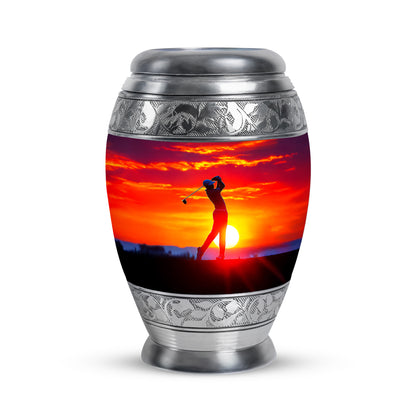 Red Golf Keepsake Cremation Urns for Human Ashes - 10-inch, 200 cu in - Yatskia