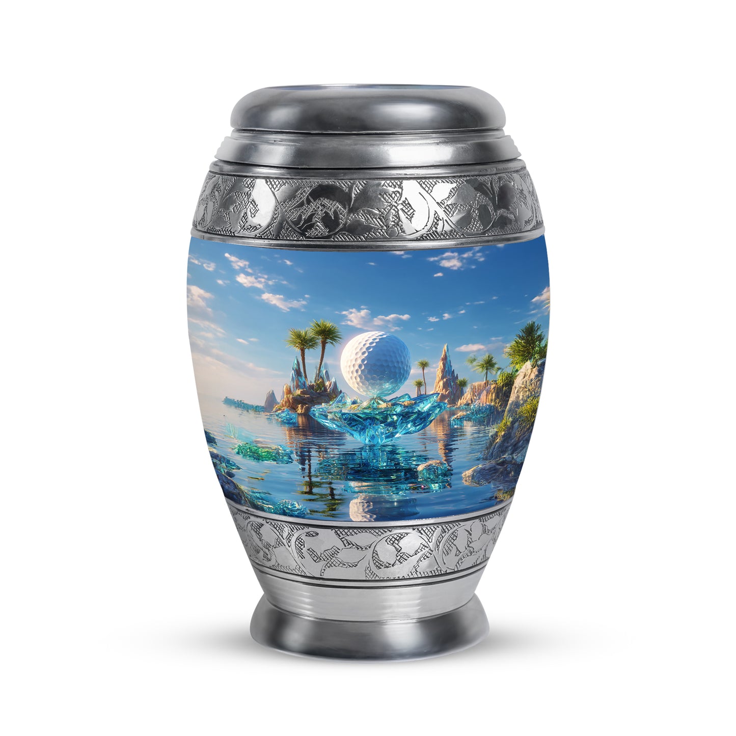 Blue Golf Promise Cremation Urns for Human Ashes - 10-inch, 200 cu in - Yatskia