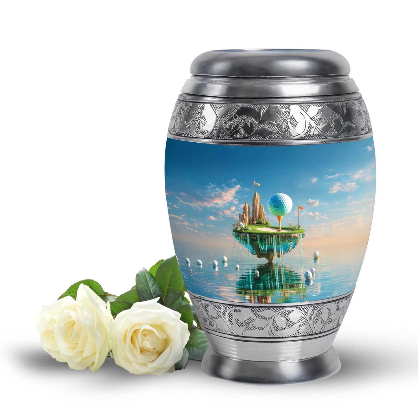Personalized Golf Cremation Urns - Eminent Blue 10-inch, 200 cu in - Yatskia