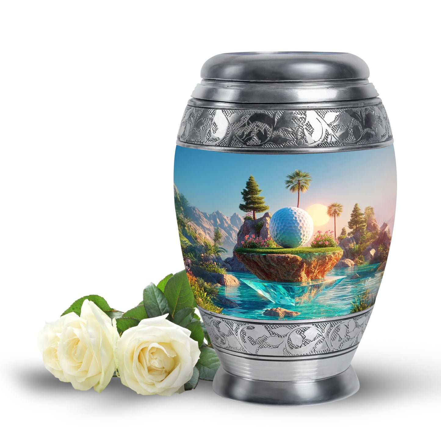 Personalized Golf Cremation Urns - Pristine Blue 10-inch, 200 cu in - Yatskia