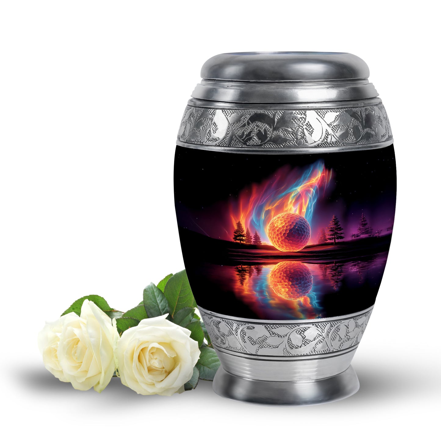 Black Sacred Golf Cremation Urns for Human Ashes - 10-inch, 200 cu in - Yatskia