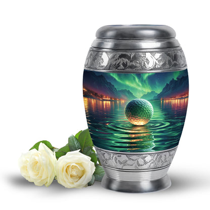 Teal Serene Golf Memorial Urn for Ashes - 10-inch, 200 cu in - Yatskia