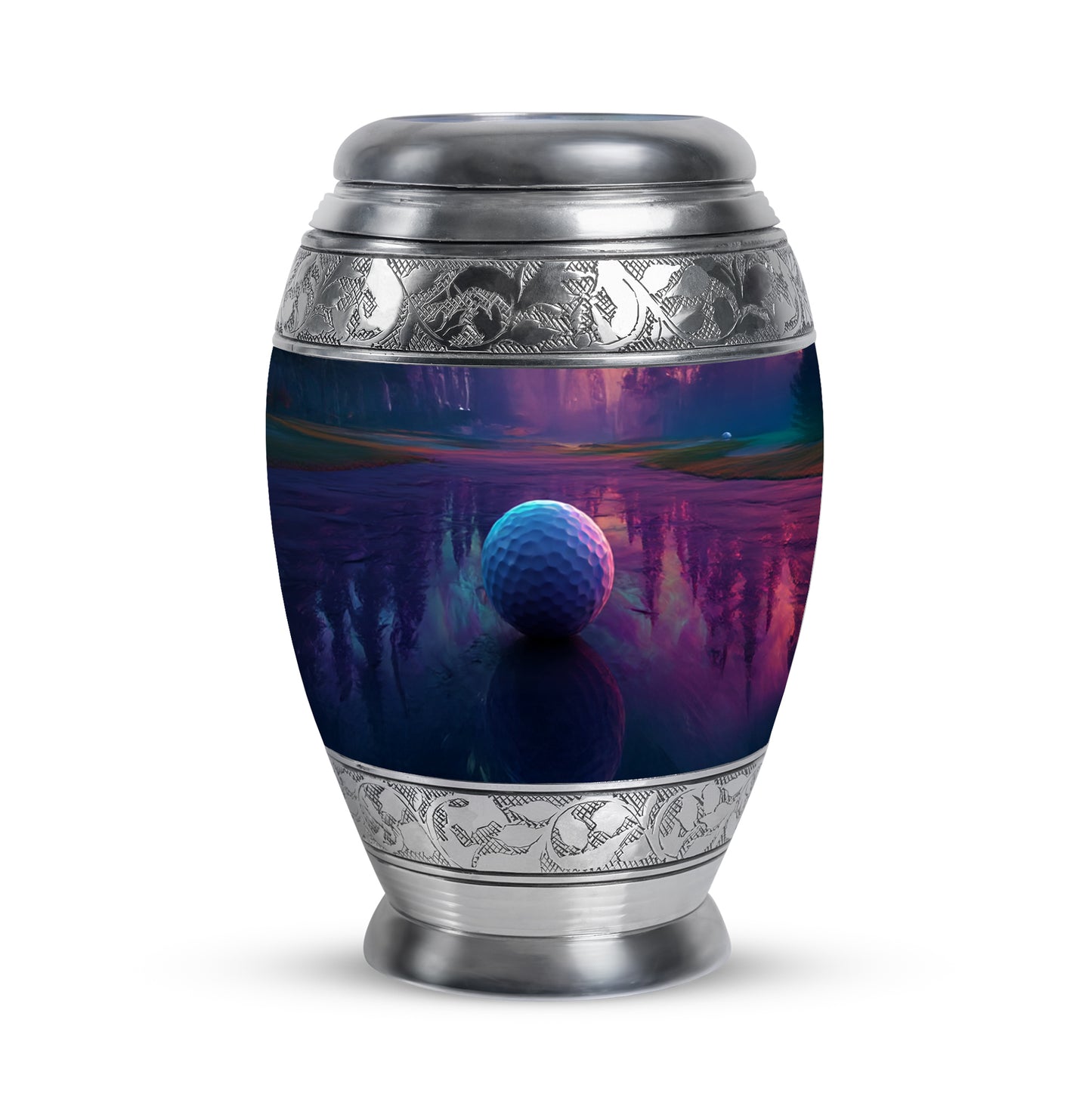Personalized Purple Cherished Golf Cremation Urns for Human Ashes - 10-inch, 200 cu in - Yatskia