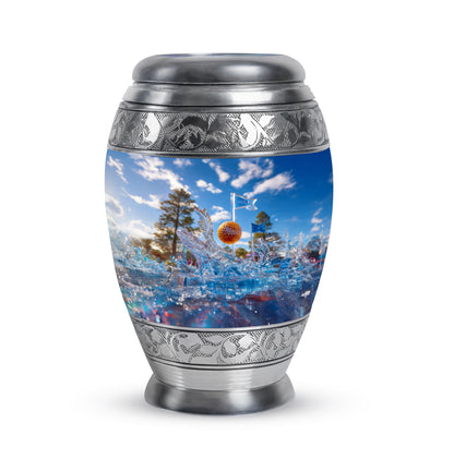 Luminous Blue Golf Comfort Urn for Human Ashes - 10-inch, 200 cu in - Yatskia