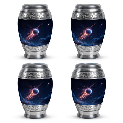 Vivid Blue Golf Cremation Urn urn with complimentary velvet bag - royal golf engraving with decorative scrollwork - 10 inch aluminum urn for cremated remains