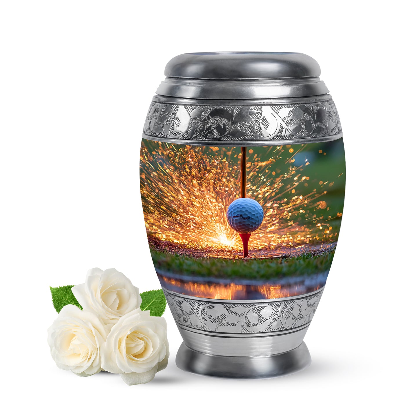 Radiant Golf Memorial Cremation Urns - Gold 10-inch, 200 cu in - Yatskia