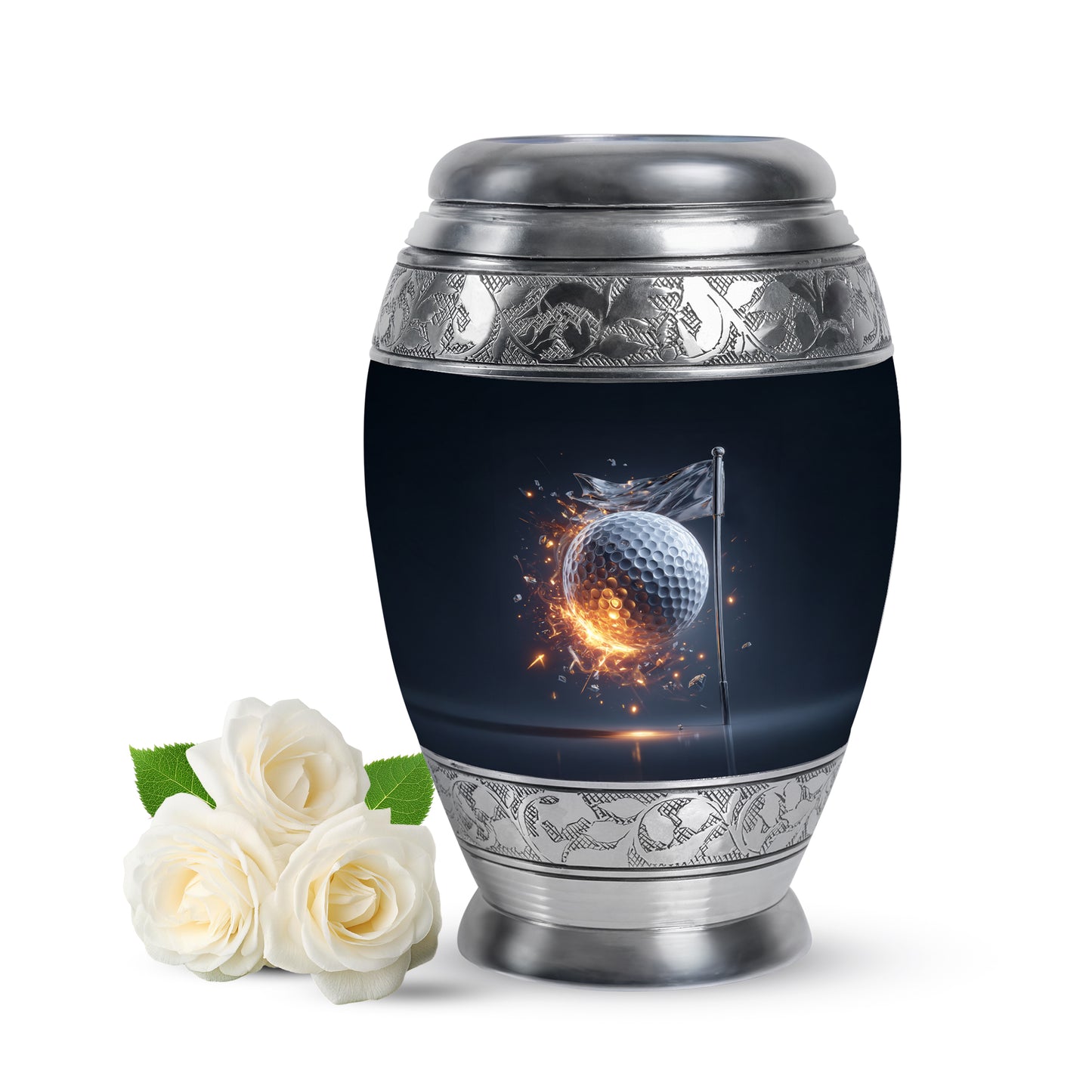 Luminous Blue Golf Embrace Urn for Human Ashes - 10-inch, 200 cu in - Yatskia