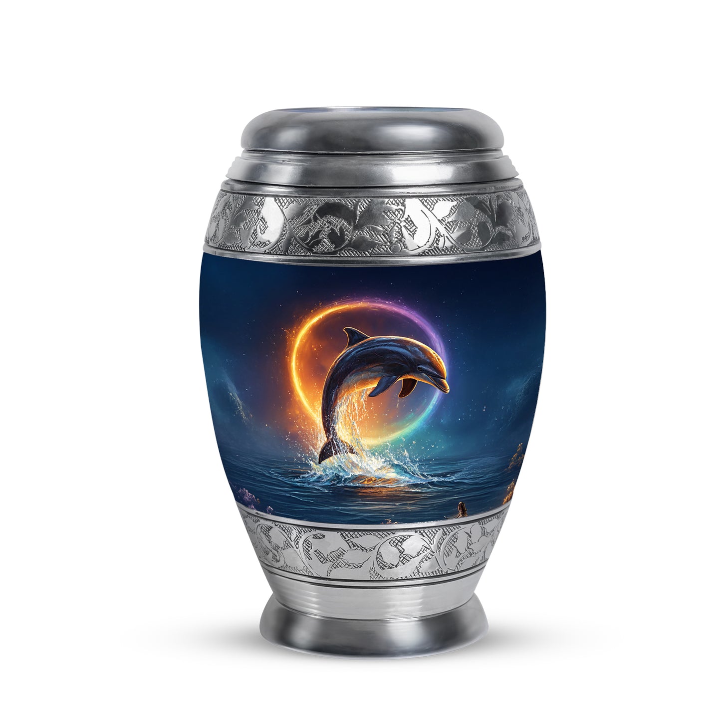 Everlasting Blue Dolphin Dedication Urn for Human Ashes - 10-inch, 200 cu in - Yatskia