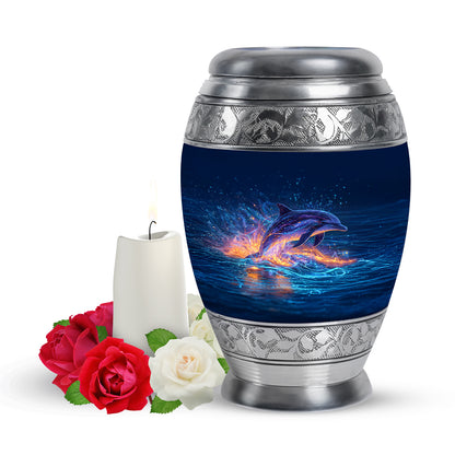Blue Dolphin Solace Cremation Urns for Human Ashes - 10-inch, 200 cu in - Yatskia