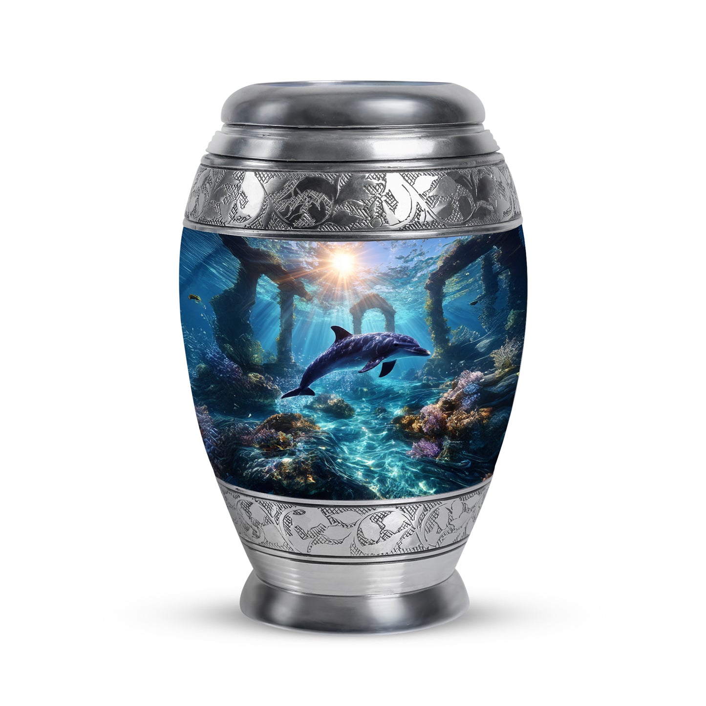 Blue Dolphin Cremation Urns - Glorious Testament 10-inch, 200 cu in - Yatskia