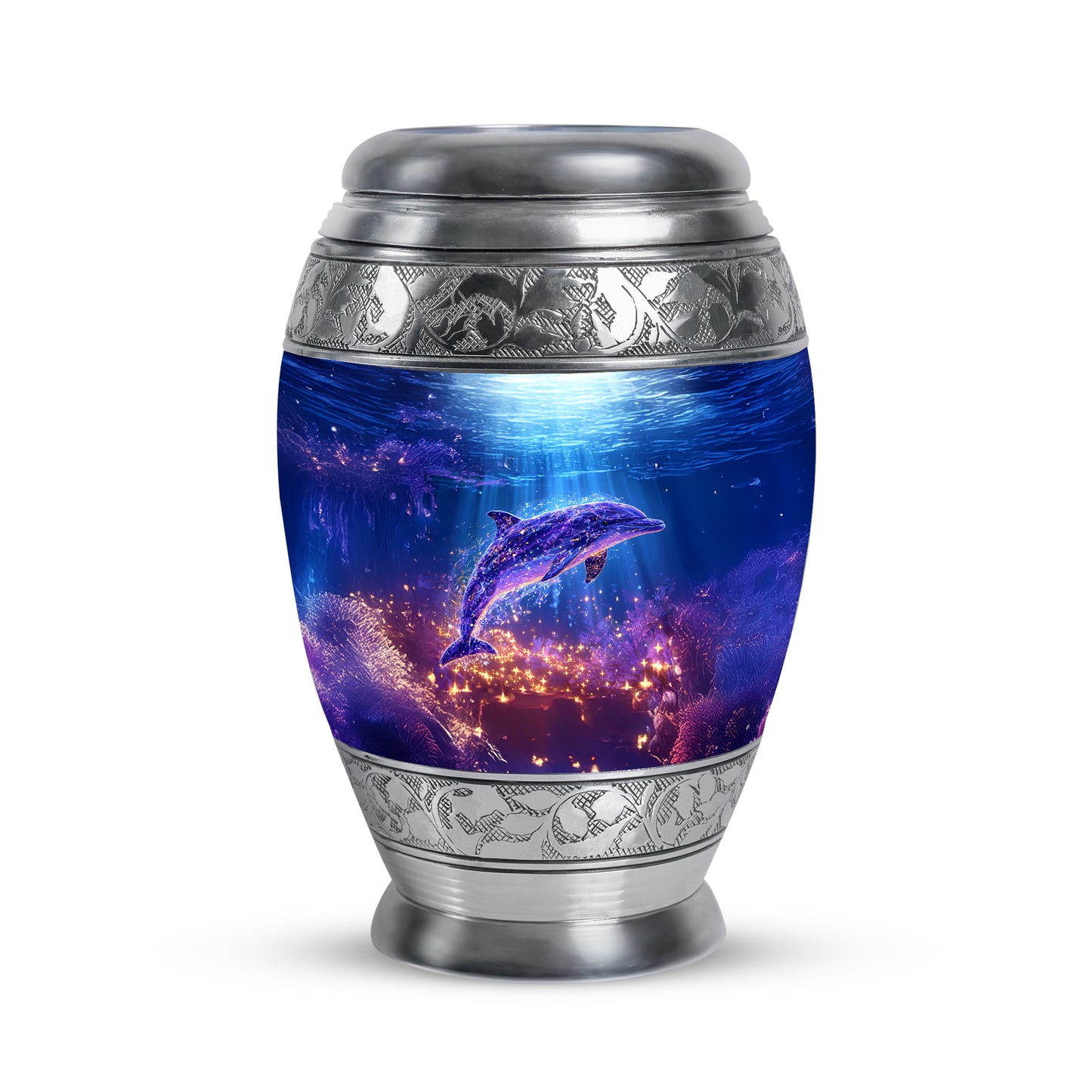 Blessed Dolphin Cremation Urns for Human Ashes - Blue 10-inch - Yatskia