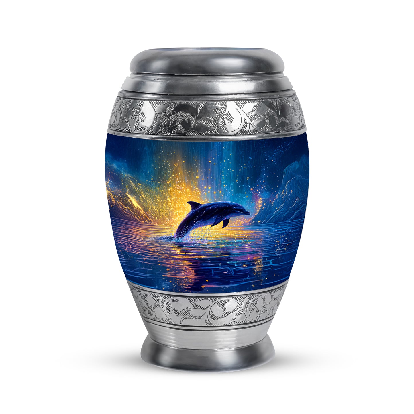 Personalized Blue Dolphin Cremation Urns for Ashes - Transcendent 10-inch - Yatskia