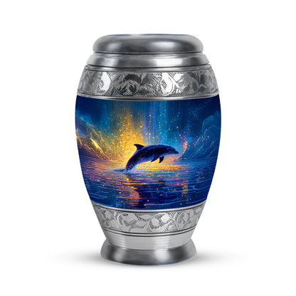 Personalized Blue Dolphin Cremation Urns for Ashes - Transcendent 10-inch - Yatskia