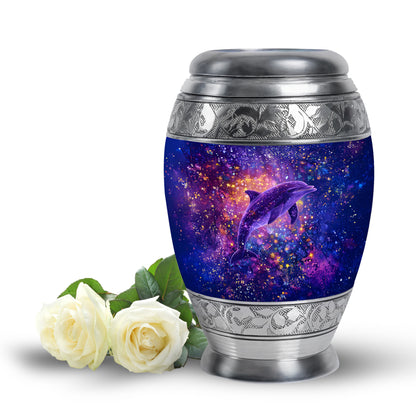 Personalized Dolphin Cremation Urns - Pristine Blue 10-inch, 200 cu in - Yatskia