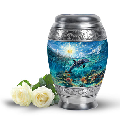 Blue Dolphin Cremation Urns - Honored Beacon 10-inch, 200 cu in - Yatskia
