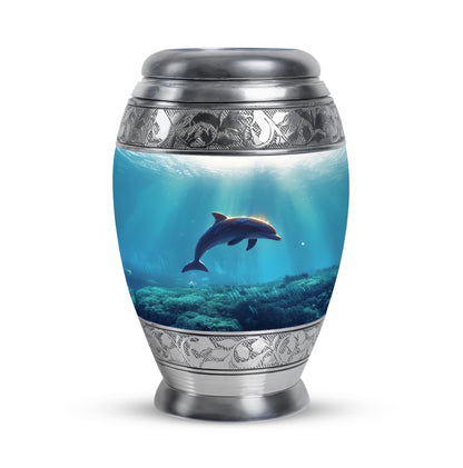 Silver Dolphin Comfort Cremation Urns for Human Ashes - 10-inch, 200 cu in - Yatskia