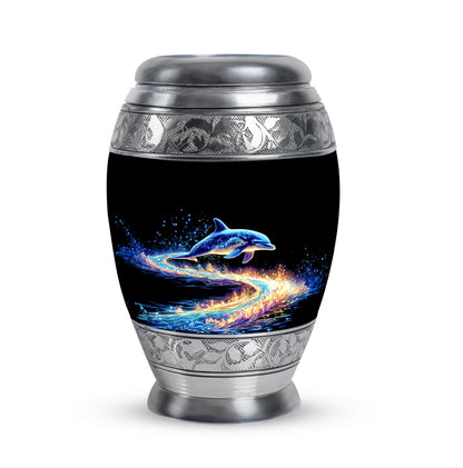 Personalized Magnificent Dolphin Cremation Urns - Black 10-inch, 200 cu in - Yatskia