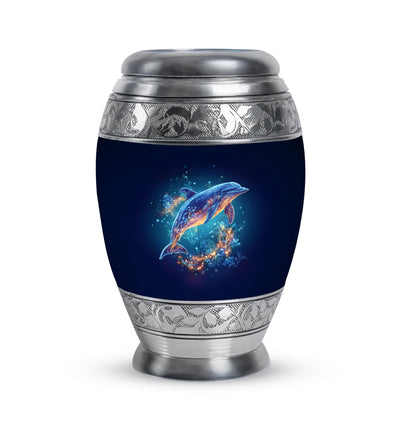 Personalized Dolphin Cremation Urns - Eminent Blue 10-inch, 200 cu in - Yatskia