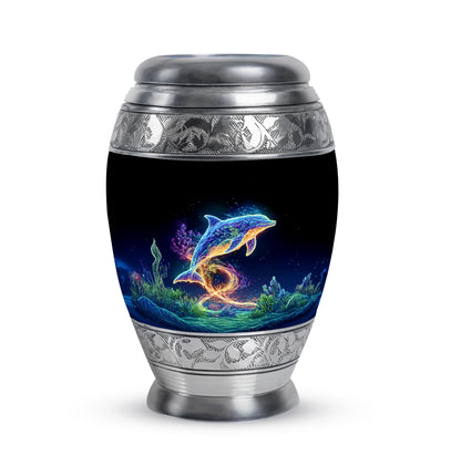 Personalized Refined Dolphin Cremation Urns - Black 10-inch, 200 cu in - Yatskia
