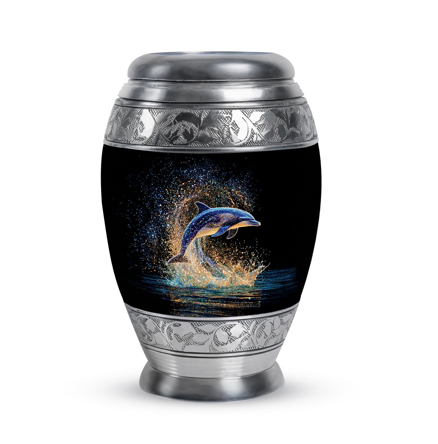 Resplendent Black Dolphin Cremation Urn for Ashes - 10-inch, 200 cu in - Yatskia